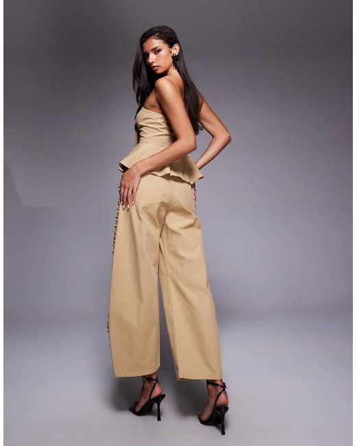 ASOS Multicolor Co-ord Cotton Twill Barrel Trouser With Ruffle