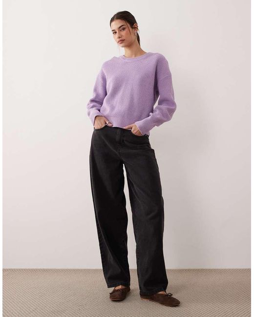 JJXX Purple Crew Neck Ribbed Sweater