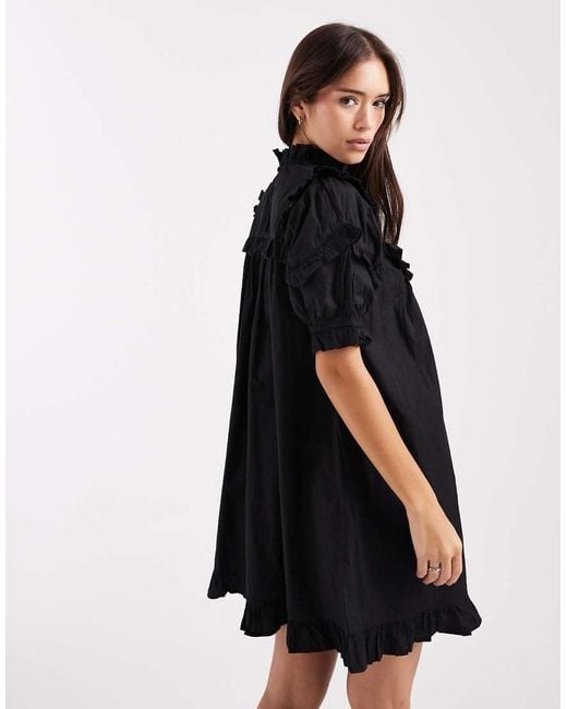 Miss Selfridge Black Lace Detail Mini Dress