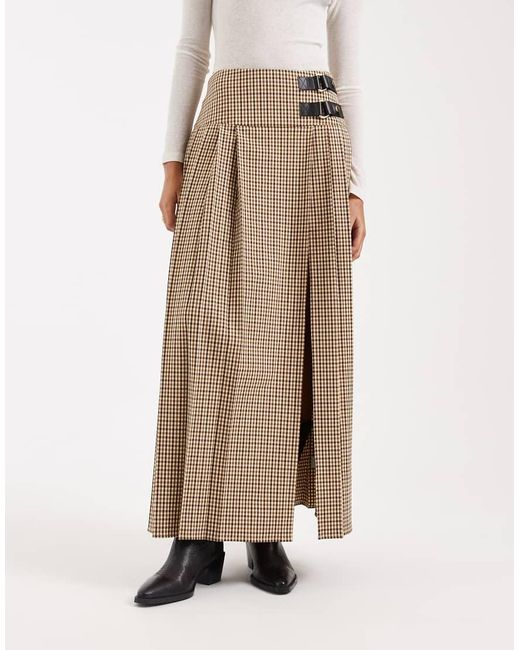 ASOS Natural Pleated Maxi Skirt