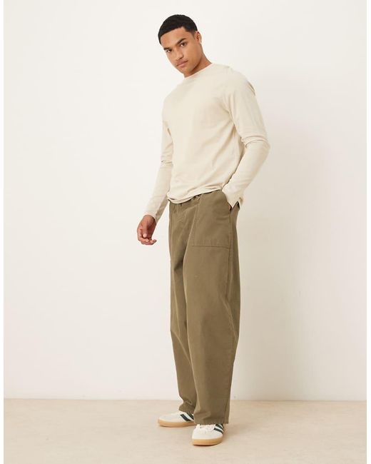 ASOS Natural Premium Supima Cotton Regular Fit T- Shirt With Long Sleeves for men