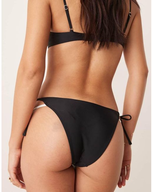 Abercrombie & Fitch Black Swimwear Layered High Leg Cheeky Tie Side Bikini Bottoms