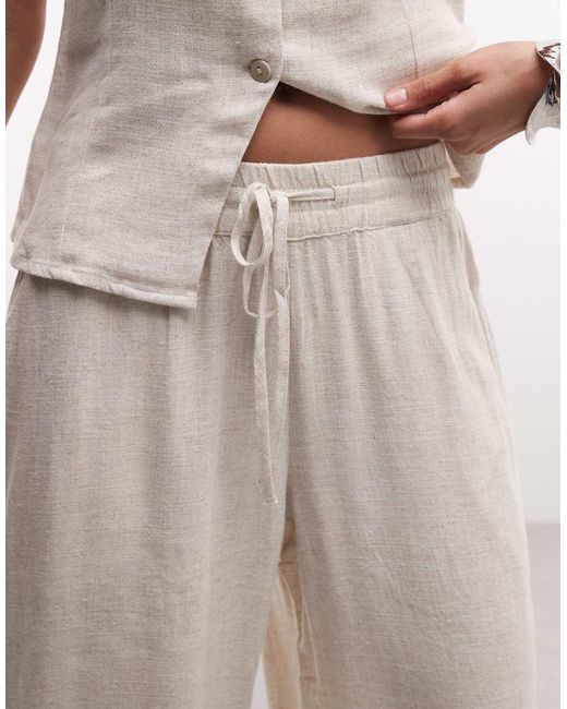 Noisy May White Loose Fit Linen Mix Trouser Co-ord