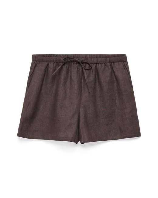 NA-KD Black Drawstring Linen Shorts