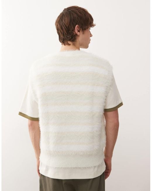 Weekday White Hairy Yarn Knitted Vest for men