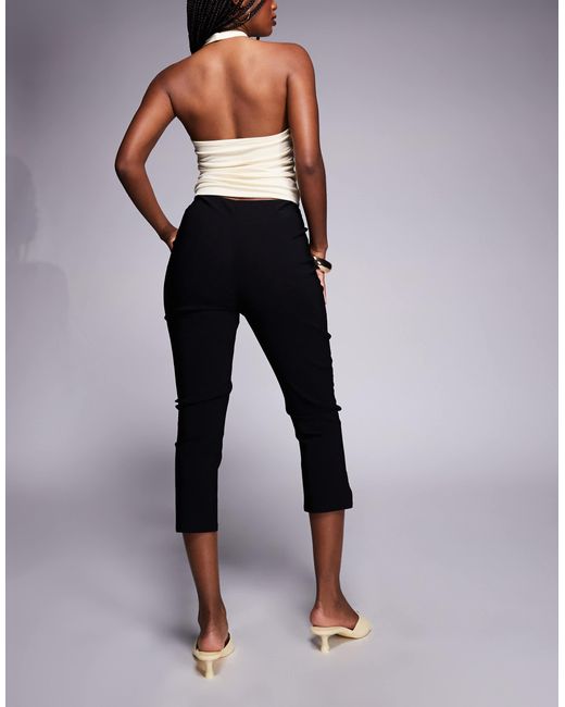 ASOS Black Bengaline Longline Capri Trousers With Split Hem