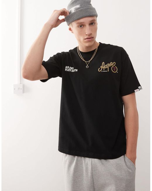 Aape By A Bathing Ape Black Aape By A Bathing Ape Western Logo T-shirt Back Print for men