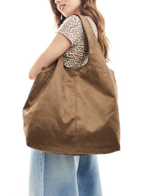 Pull&Bear Blue Faux Suede Tote Bag