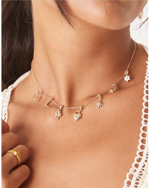 ASOS Korte Ketting Met Veelkleurige Hangertjes in het Brown