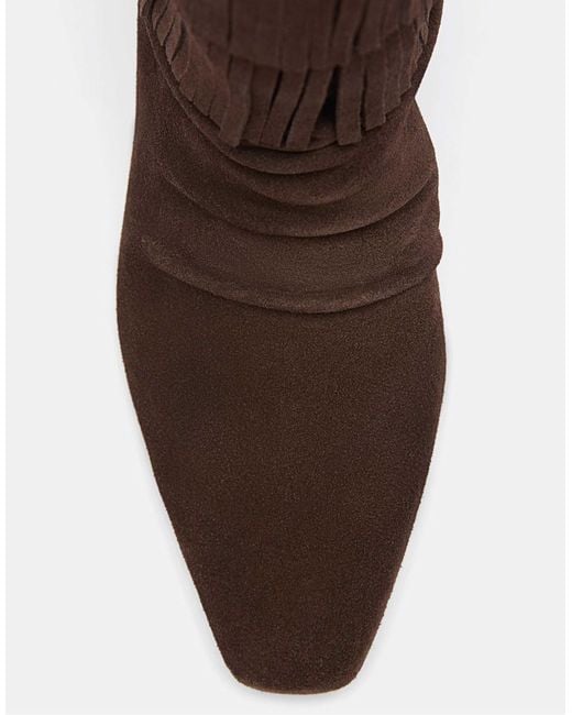 Stradivarius Brown – flache stiefeletten aus leder