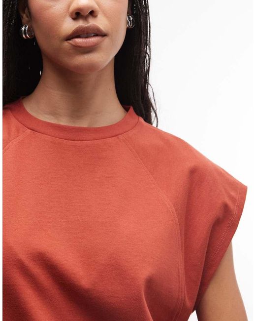 ASOS Red Raglan Sleeve Heavyweight Boxy Crop Tee