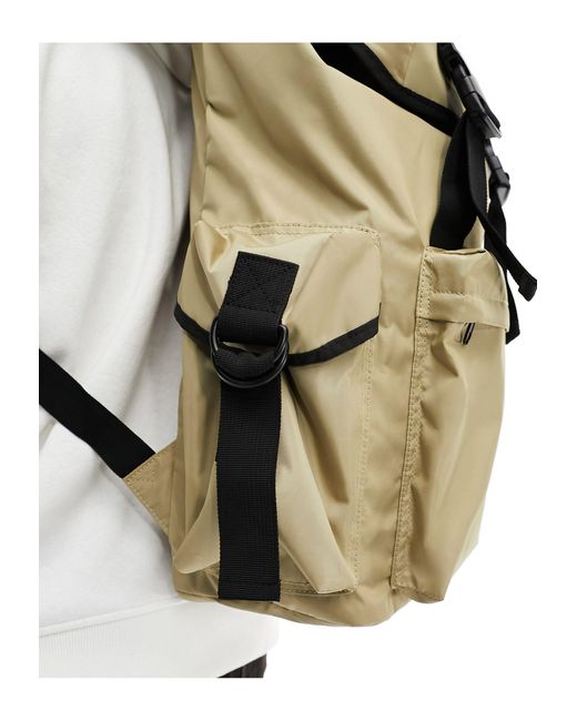 ASOS Multicolor Large Backpack Bag With Cargo Pockets And Black Trim for men