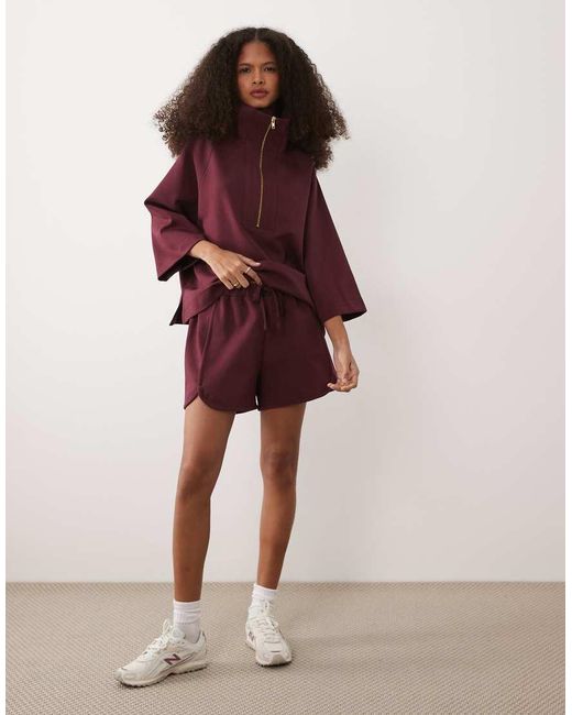 ASOS Red Short Sleeve With Zip Detail Top