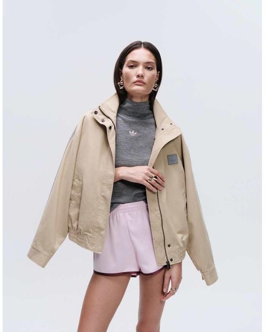 adidas Originals x ASOS Natural Oversized Track Jacket With Funnel Neck