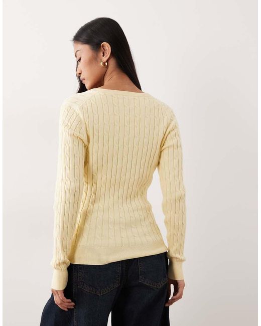 Gant Natural V-neck Cable Knit Sweater