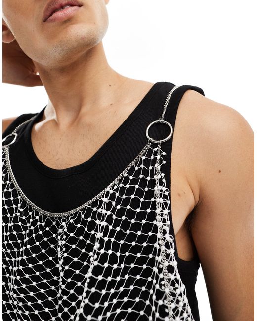 Ornamento per il corpo a rete con cristalli bianchi di ASOS in Black da Uomo