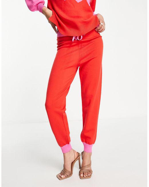 Never Fully Dressed Red Knitted Trouser Co-ord