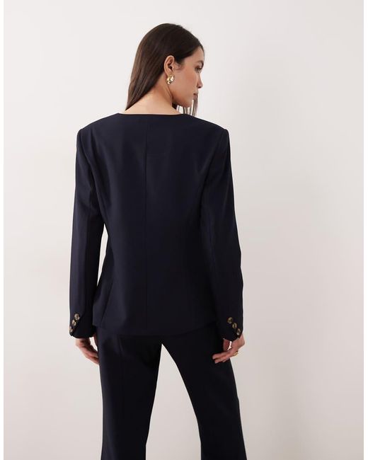 Y.A.S Blue Structured Tailored Square Neck Blazer Co-ord