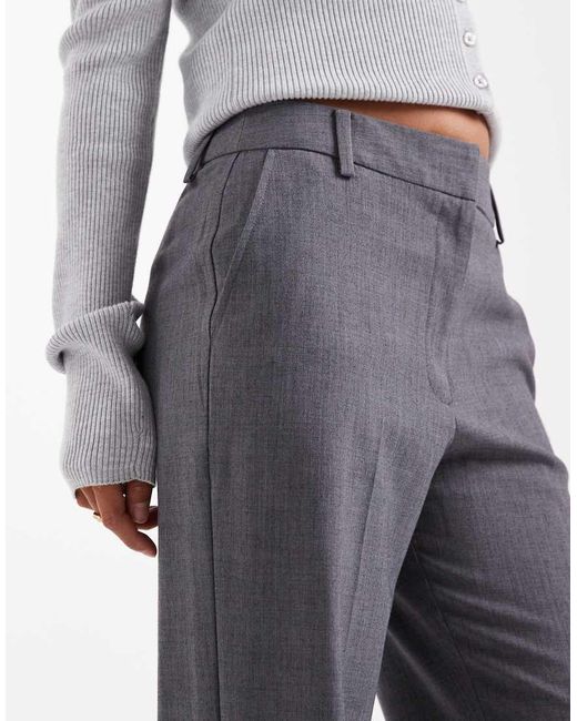 ASOS Gray Petite Tailored Slim Straight Trousers