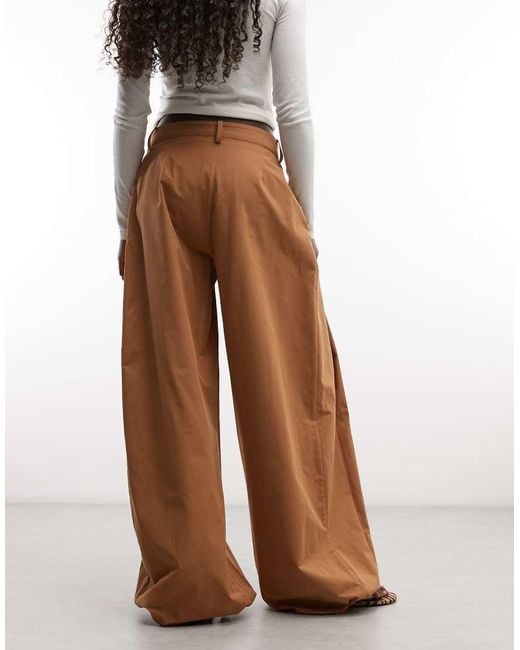 Monki Natural Woven Balloon Trousers