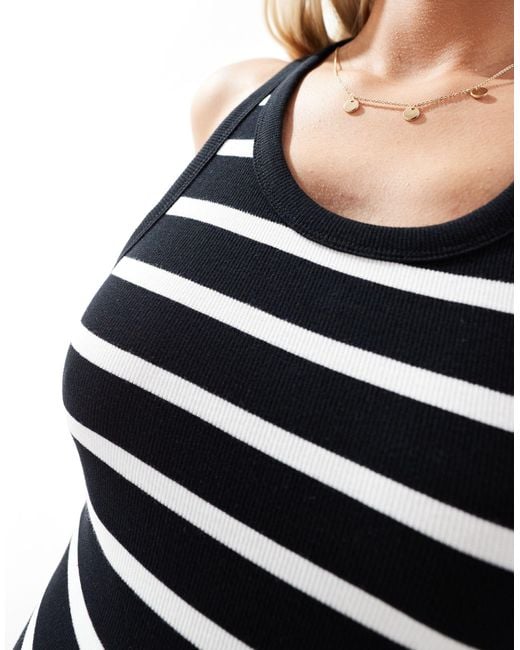 Asos design maternity - robe mi-longue à fines rayures et encolure dégagée - noir et blanc ASOS en coloris Blue