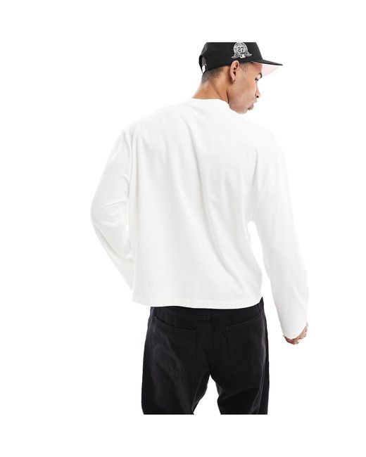 ASOS White Oversized Heavyweight Long Sleeved Henley T-shirt for men