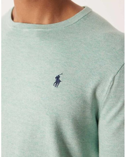 Polo Ralph Lauren Green Icon Logo Slim Fit Fine Knit Cotton Jumper for men