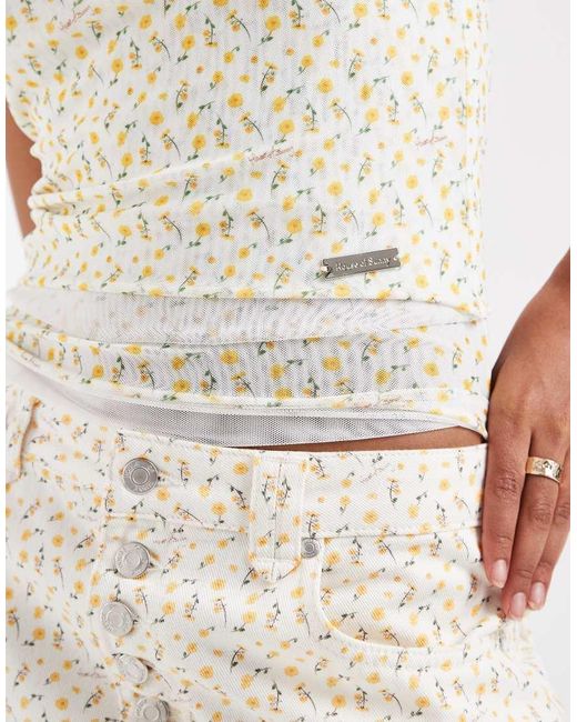 House Of Sunny White Double Layered Mesh Top