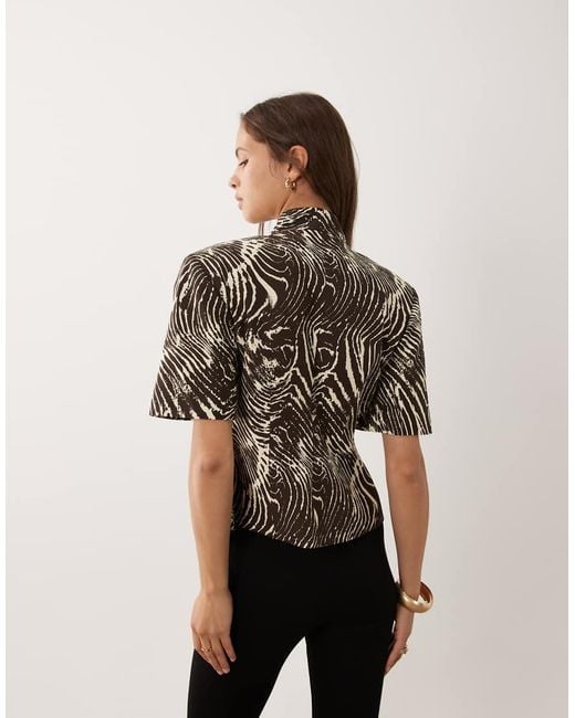 ASOS Brown Asymmetric Short Sleeve Blazer
