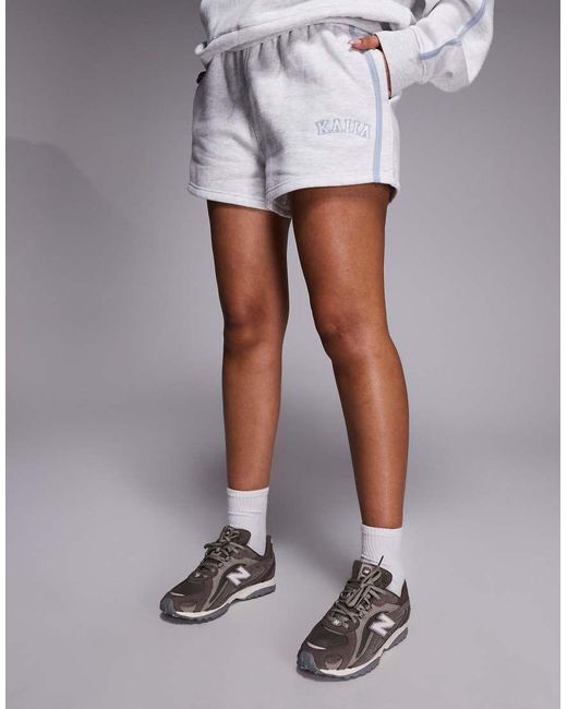 Kaiia White Cotton Rich Embroidered Logo Side Stripe Sweat Shorts