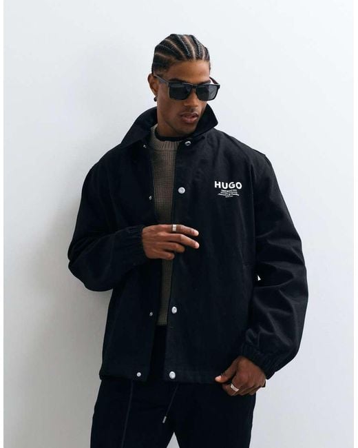 HUGO Black Biyo Heavyweight Cotton Windbreaker for men