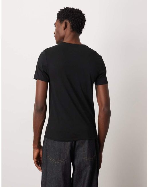 Camiseta Negra De Corte Slim De Algodón Supima Premium De ASOS de hombre de color Black