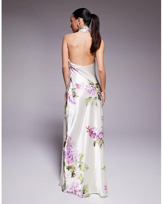 Forever New White Halter Neck Satin Maxi Dress