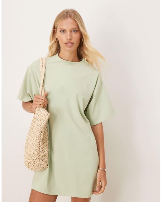 ASOS Natural – strukturiertes t-shirt-minikleid