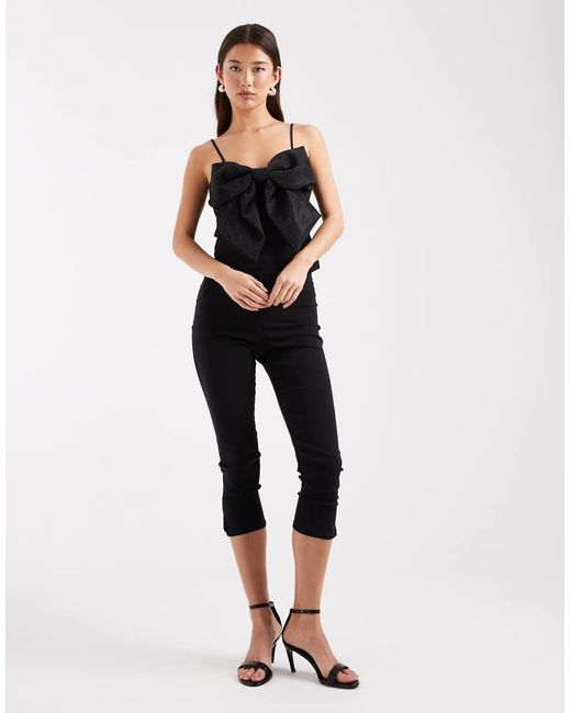 ONLY Black Sequin Bow Cropped Cami Top