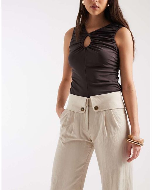 laagam White Leia Tailored Flow Wide Leg Pants