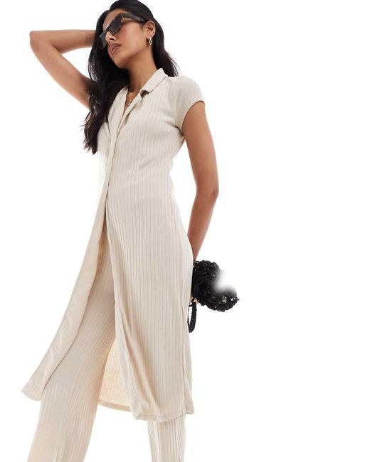 Vero Moda White Longline Ribbed Cardigan