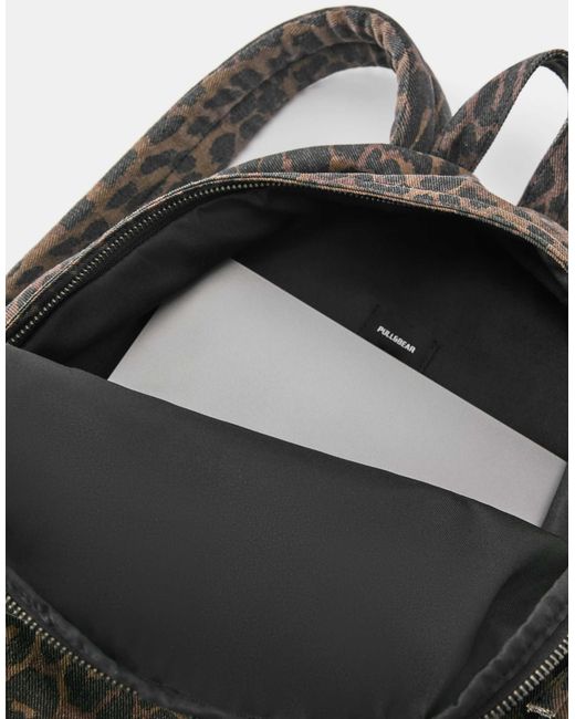 Pull&Bear Black – rucksack mit leopardenprint
