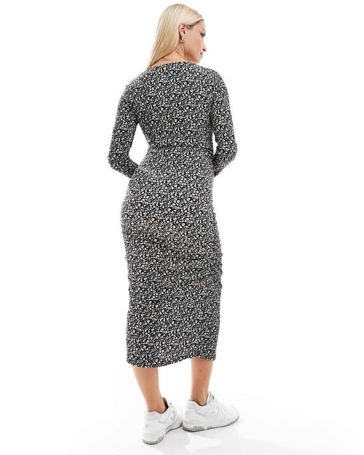 Mama.licious Gray Mamalicious Maternity Long Sleeve Jersey Midi Dess