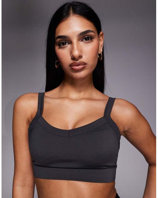 4505 Gray Icon Active Medium Support Sports Bra With Removable Padding And Adjustable Straps
