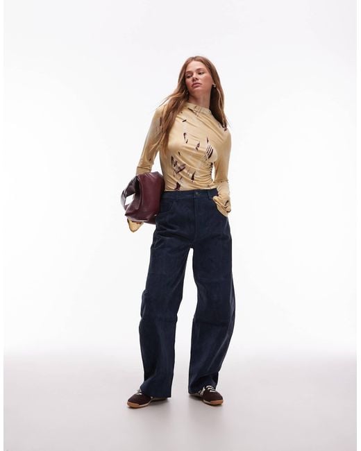 & Other Stories Natural Jersey Top Side Ruche With Long Sleeves