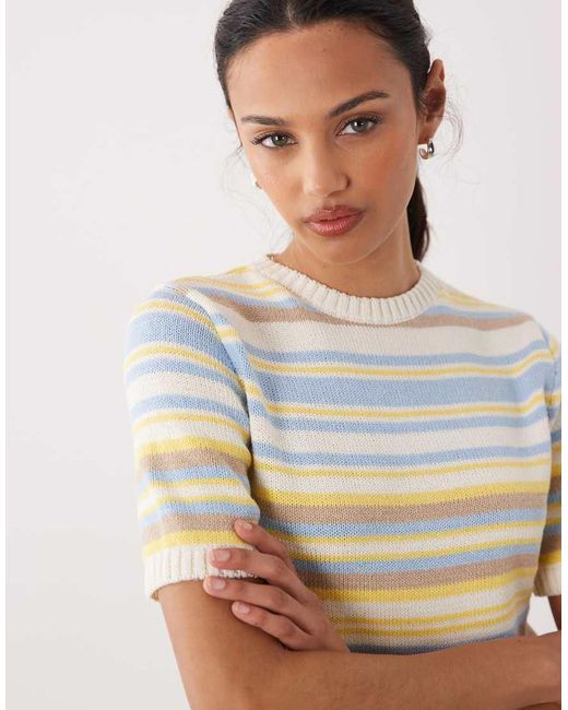 ASOS Gray Knitted Cotton Blend Top