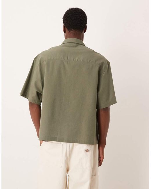 ASOS Natural Boxy Oversized Shirt With Linen for men