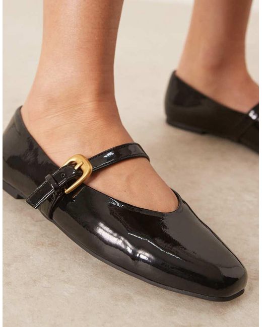 ASOS Black Wide Fit Leah Mary Jane Ballets