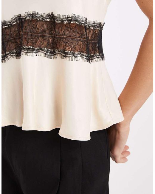 ASOS White Satin Lace Insert Cami Top