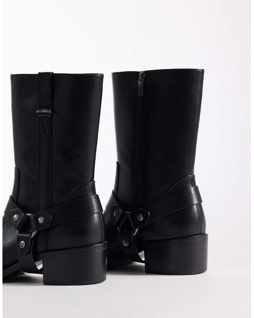 ASOS Blue Boot With Metal Hardware And Removable Buckle for men