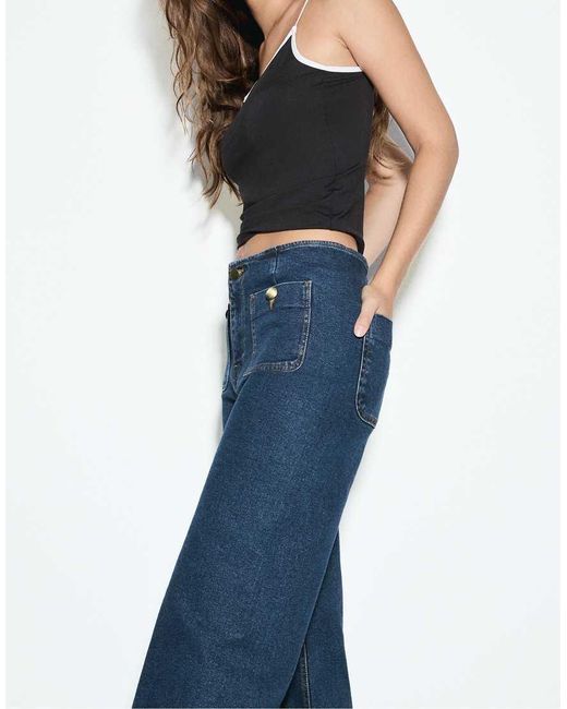 Stradivarius Blue Petite D77 Minimalist Jeans With Pockets