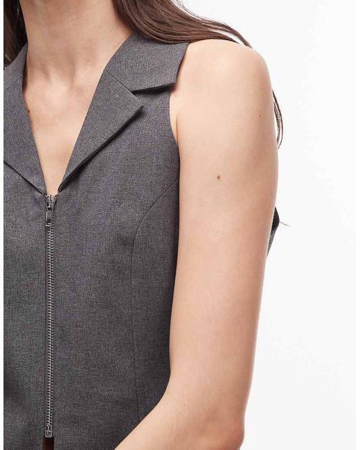 Collusion Blue Zip Front Waistcoat