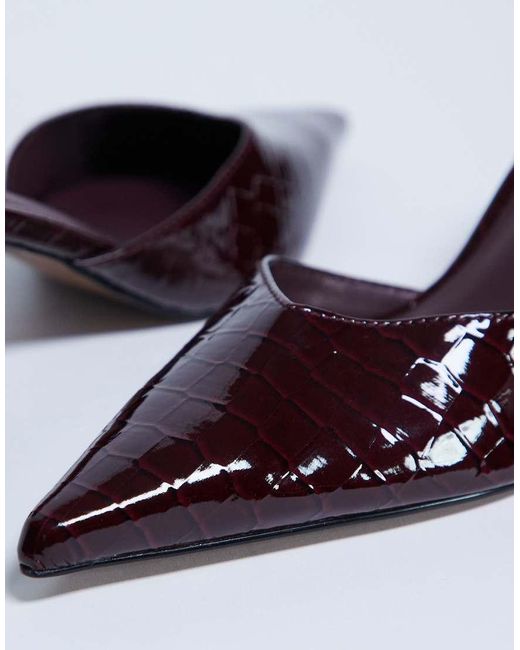 TOPSHOP White Ivette Croc Patent Close Toe Mule