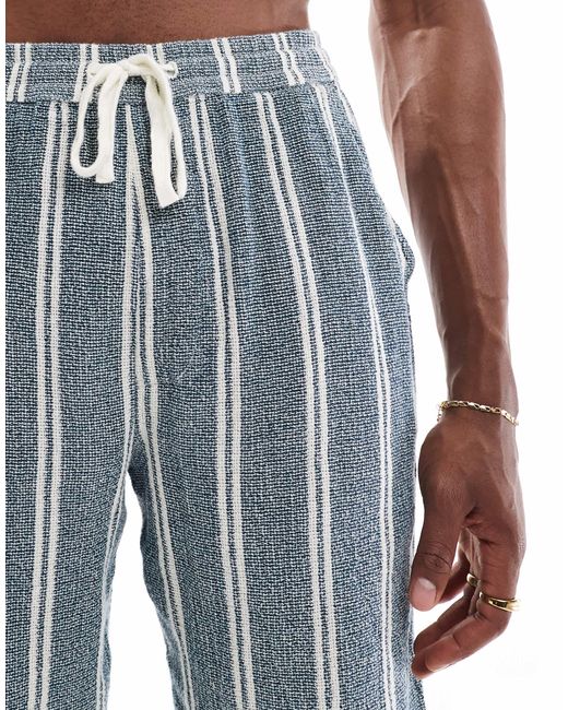 Pull&Bear Blue Rustic Pull On Shorts for men
